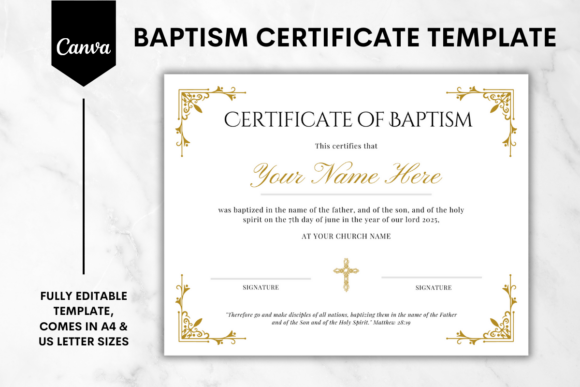 Baptism Certificate Canva Template 2