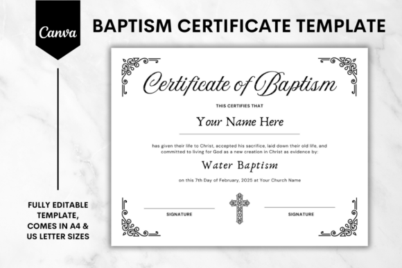 Baptism Certificate Canva Template 5