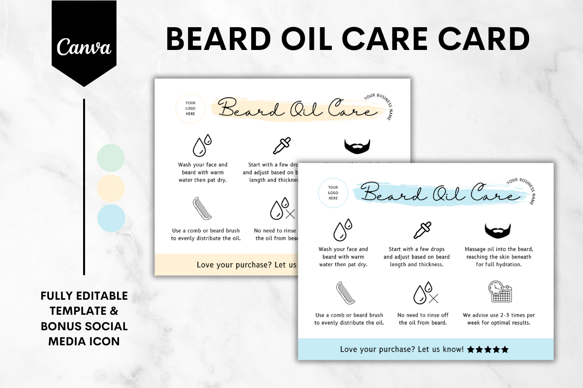 Beard Oil Care Card Canva Template 1