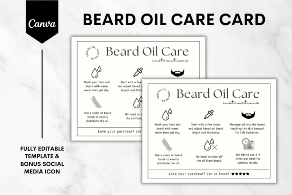 Beard Oil Care Card Canva Template 2