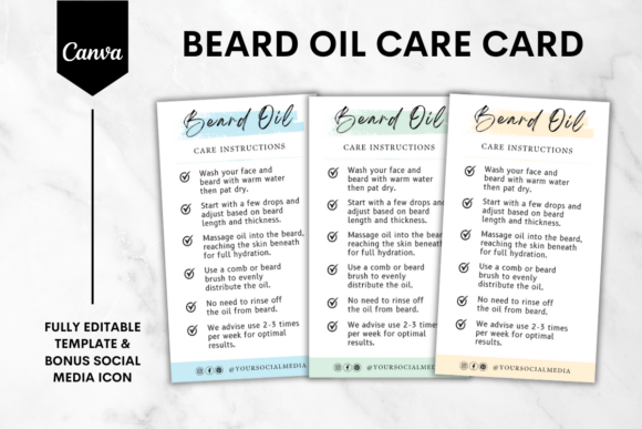 Beard Oil Care Card Canva Template 3