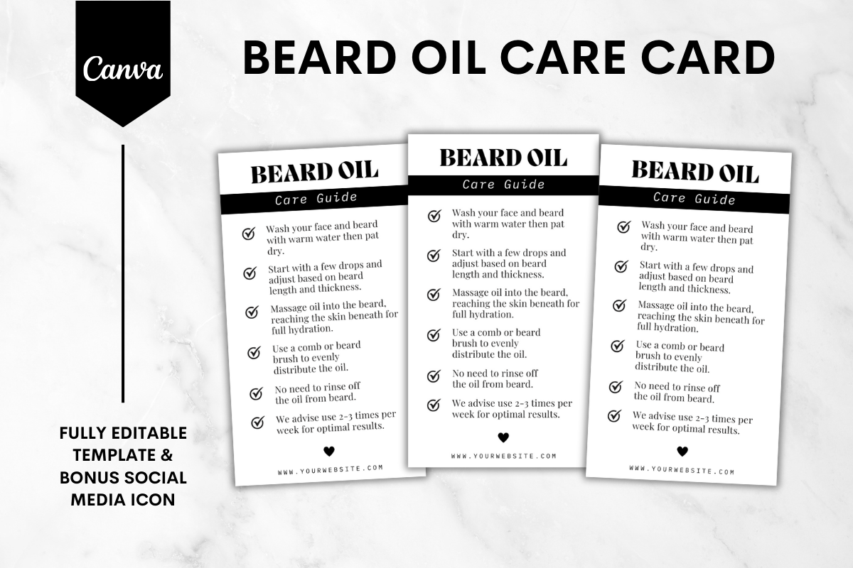 Beard Oil Care Card Canva Template 4