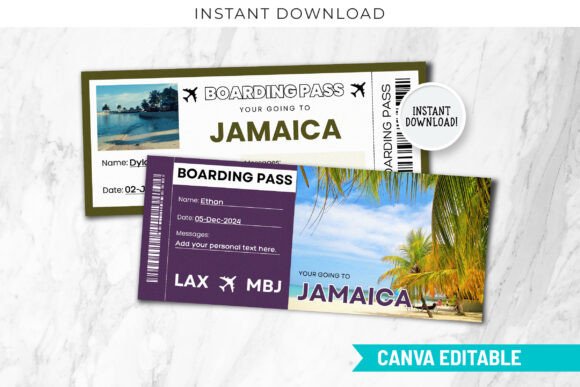 Boarding Pass Jamaica Ticket Template