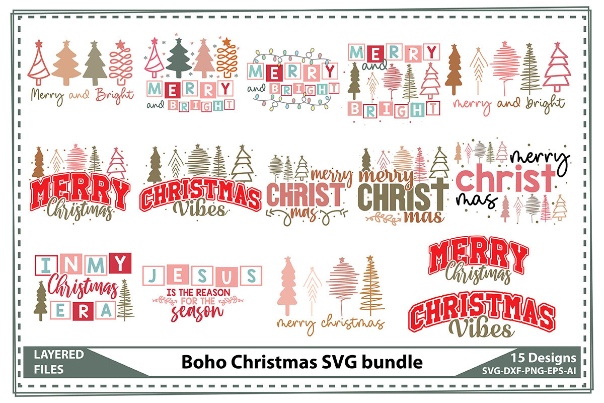 Boho Christmas SVG Bundle Graphic by Craft Store · Creative Fabrica