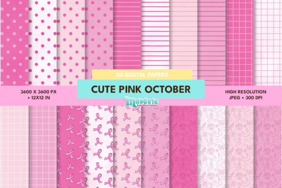 Cute Pink October Digital Paper