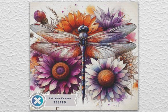Floral Dragonfly Cross Stitch Pattern