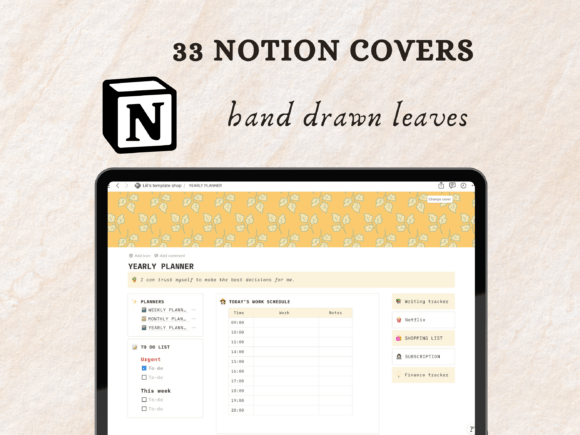 Hand Drawn Leaves Notion Covers