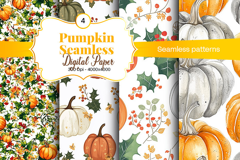 Pumpkin Seamless Pattern Digital Paper Graphic by hassanaasi001 ...