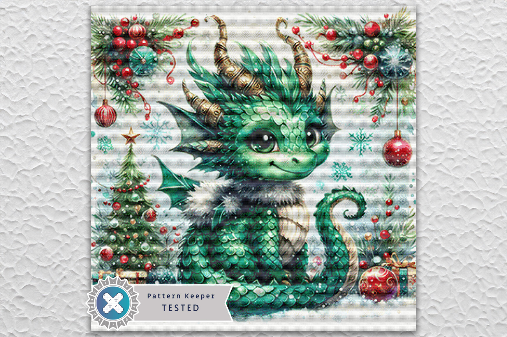 Christmas Dragon Cross Stitch Pattern