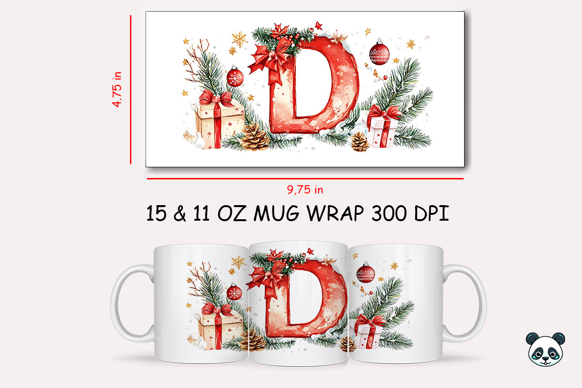 Christmas Letter D Mug Wrap Sublimation Graphic by Pandastic · Creative ...