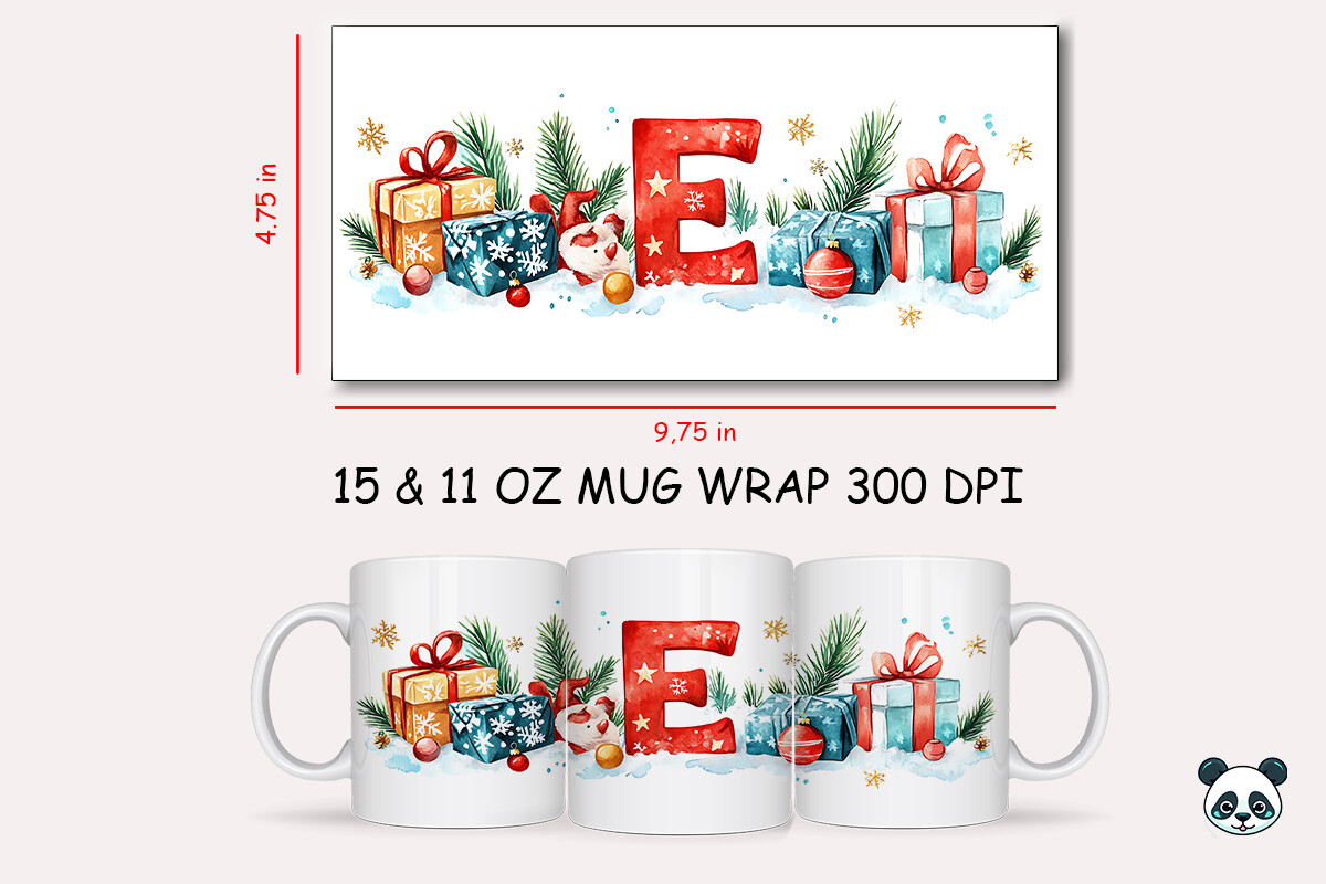 Christmas Letter E Mug Wrap Sublimation Graphic by Pandastic · Creative ...