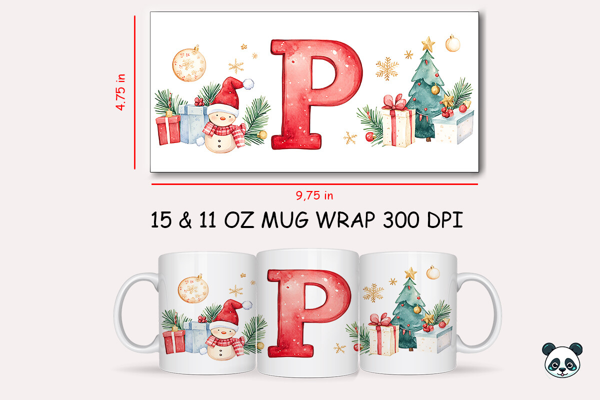 Christmas Letter P Mug Wrap Sublimation Graphic by Pandastic · Creative ...
