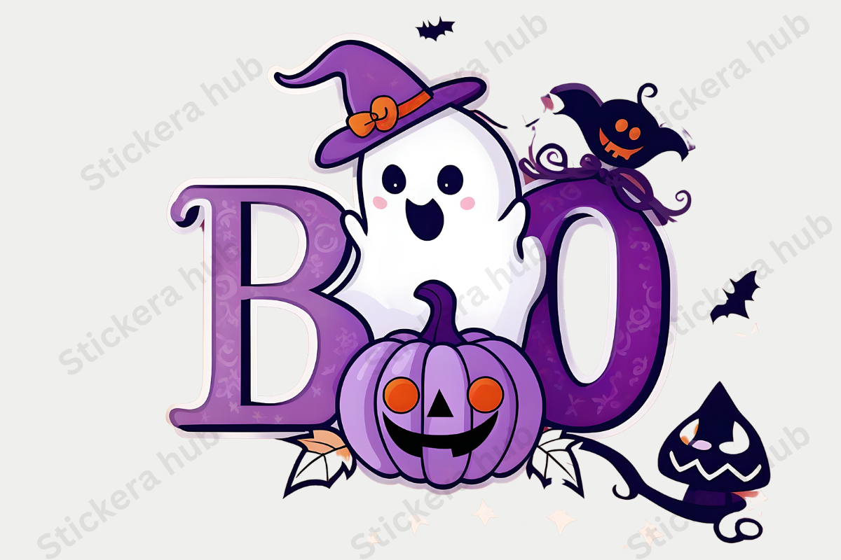 Cute Halloween Boo Ghost Pumpkin Graphic by stickerahub · Creative Fabrica