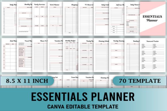 Editable Essentials Planner Canva