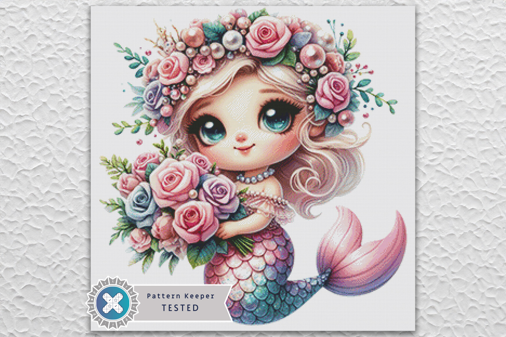Floral Mermaid Cross Stitch Pattern PDF