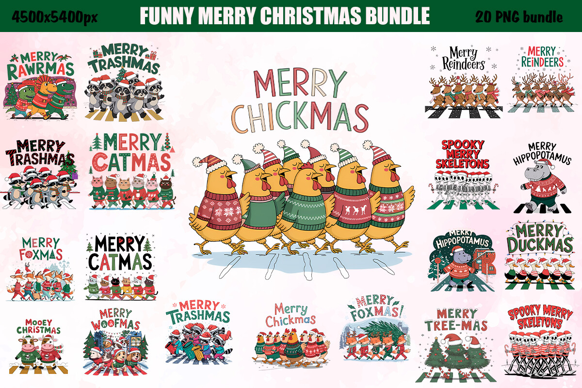 Funny Merry Christmas Sublimation Bundle Graphic by BabyOwl · Creative ...