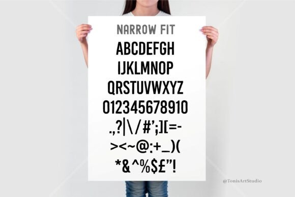 Narrow Fit Font PNG with transparent background - Preview 2