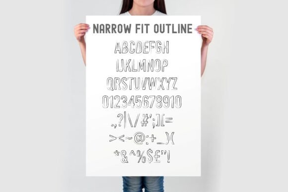 Narrow Fit Font PNG with transparent background - Preview 3