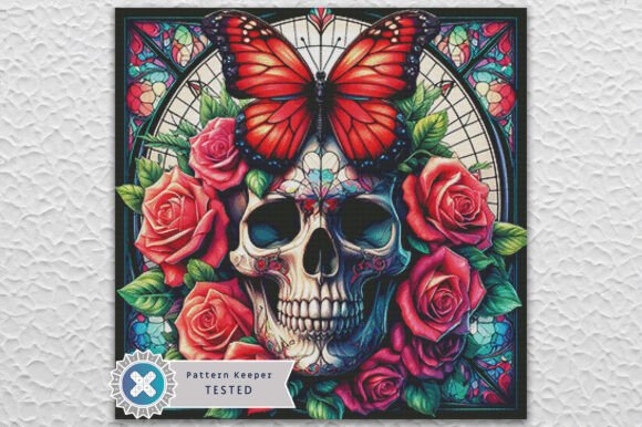 Roses Skull Cross Stitch Pattern PDF
