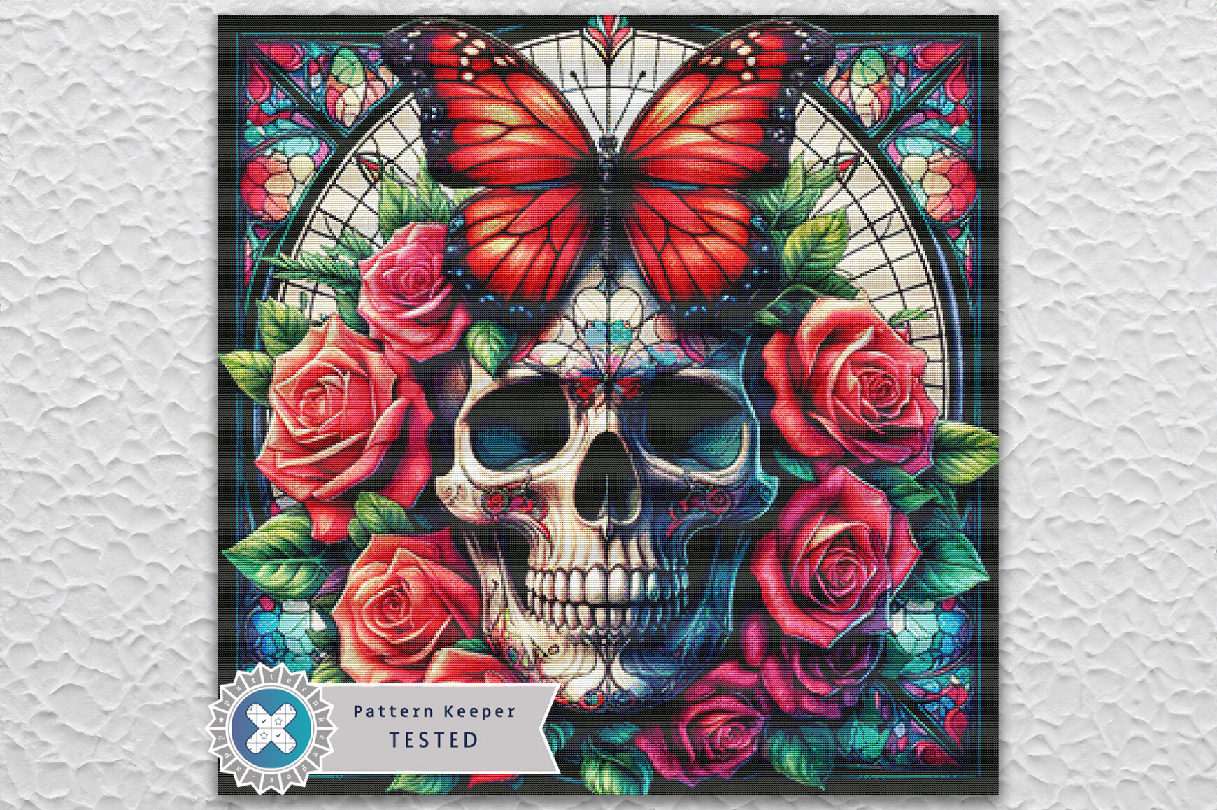 Roses Skull Cross Stitch Pattern PDF