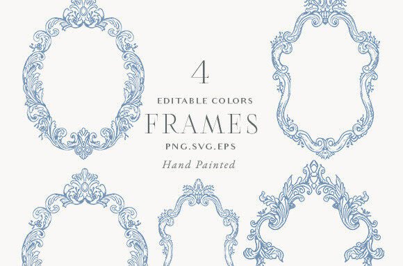 Vintage Victorian Frames SVG Clipart Set