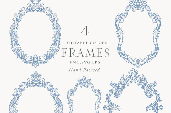 Vintage Victorian Frames SVG Clipart Set