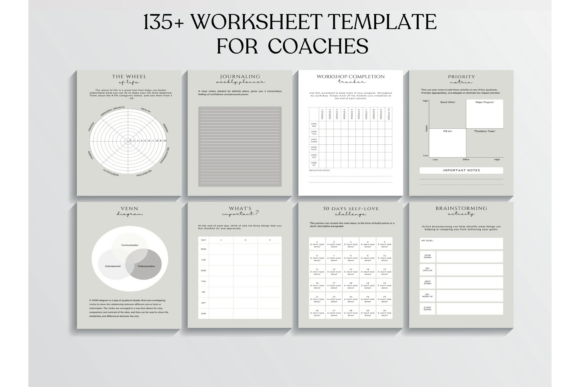 135 plus Coaching Worksheet Canva Templates for customizable coaching resources
