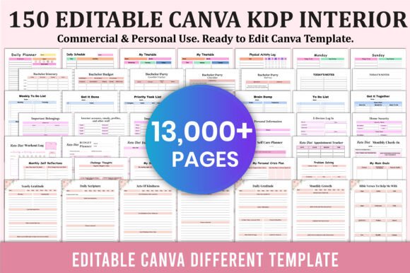 150 Editable Canva KDP Interior Graphic by Shumaya · Creative Fabrica