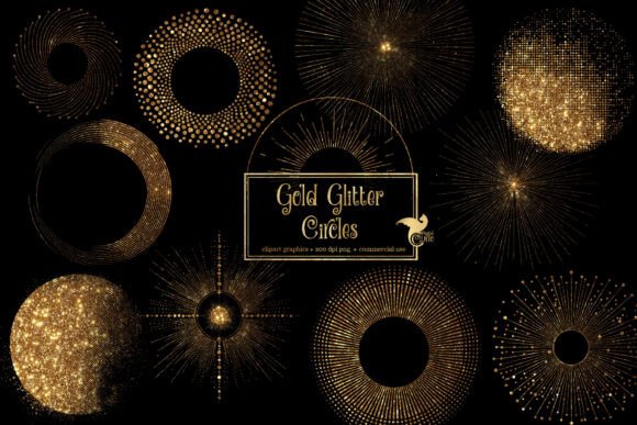 Gold Glitter Circles Clipart
