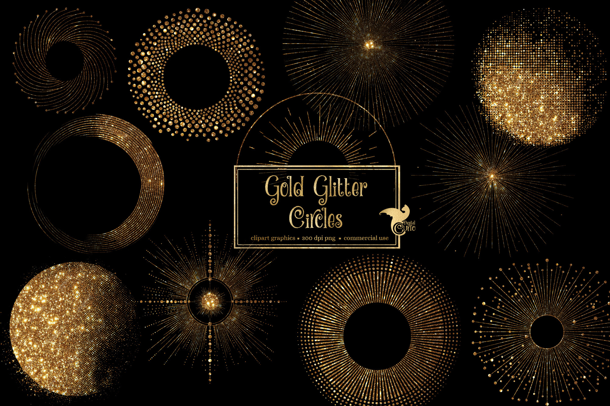 Gold Glitter Circles Clipart