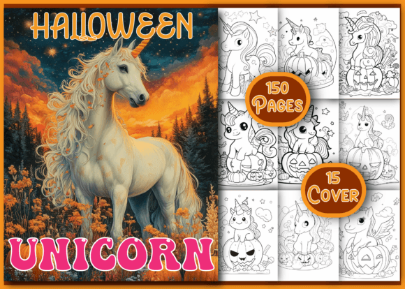 Kids Halloween Unicorn Coloring Pages