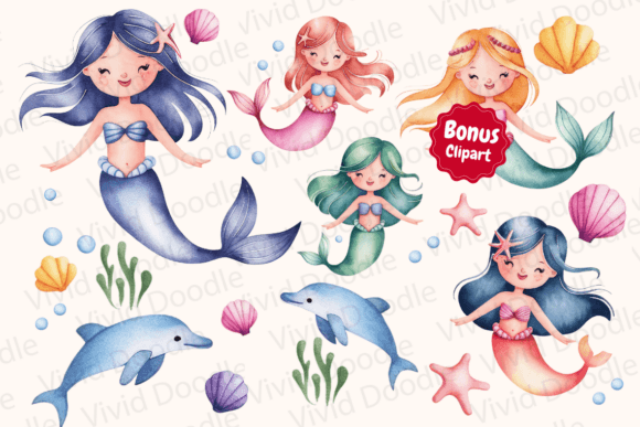 Mermaid Rainbow Font PNG with transparent background - Preview 1
