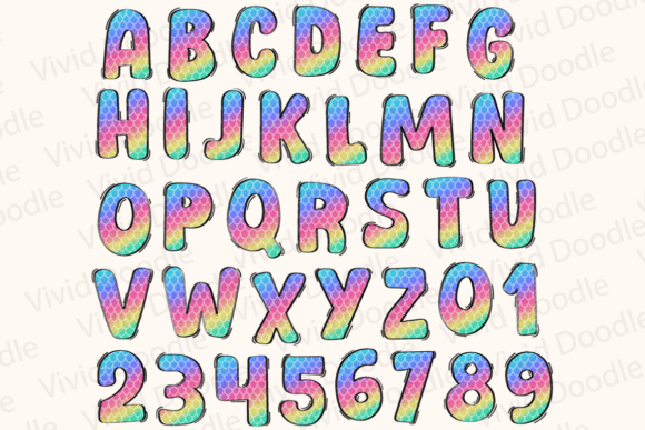 Mermaid Rainbow Font PNG with transparent background - Preview 2