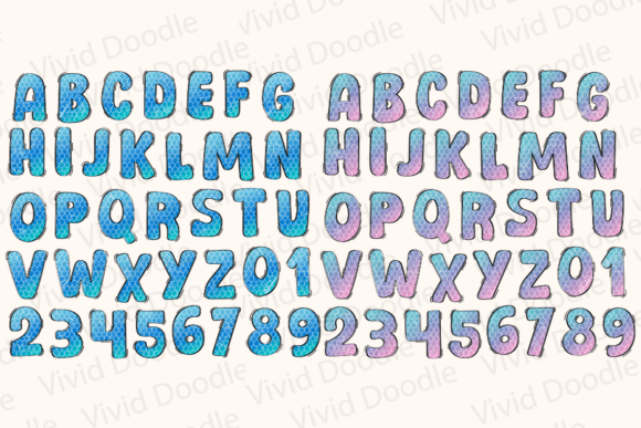 Mermaid Rainbow Font PNG with transparent background - Preview 3