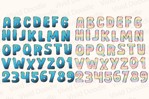 Mermaid Rainbow Font PNG with transparent background - Preview 4