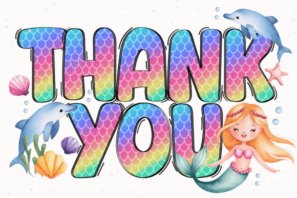 Mermaid Rainbow Font PNG with transparent background - Preview 5