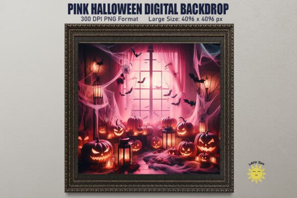 Pink Halloween Digital Backdrop PNG Graphic by Lazy Sun · Creative Fabrica