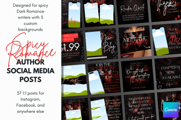 Spicy Dark Romance Canva Author Template