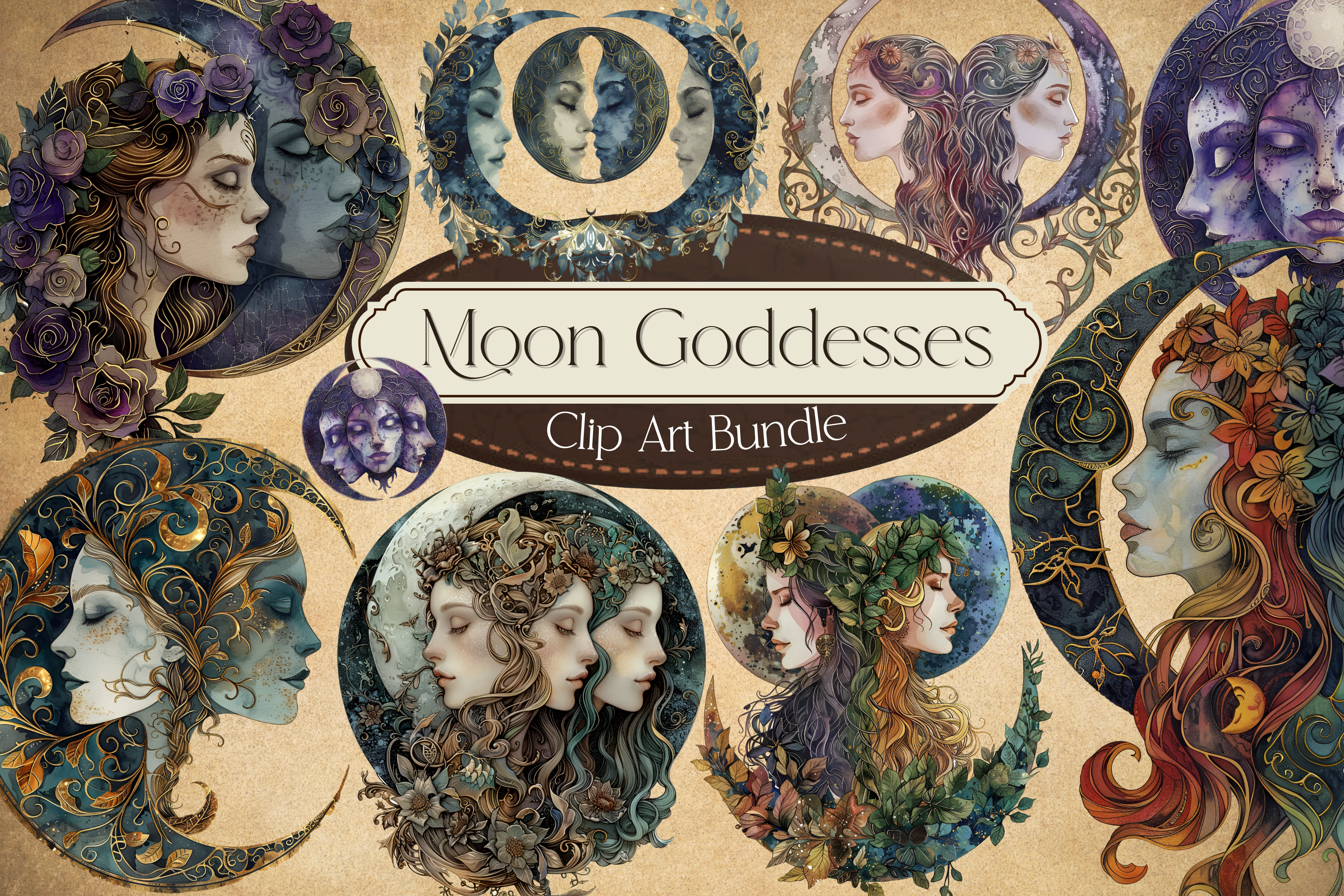 Wiccan Triple Moon Goddess Illustrations