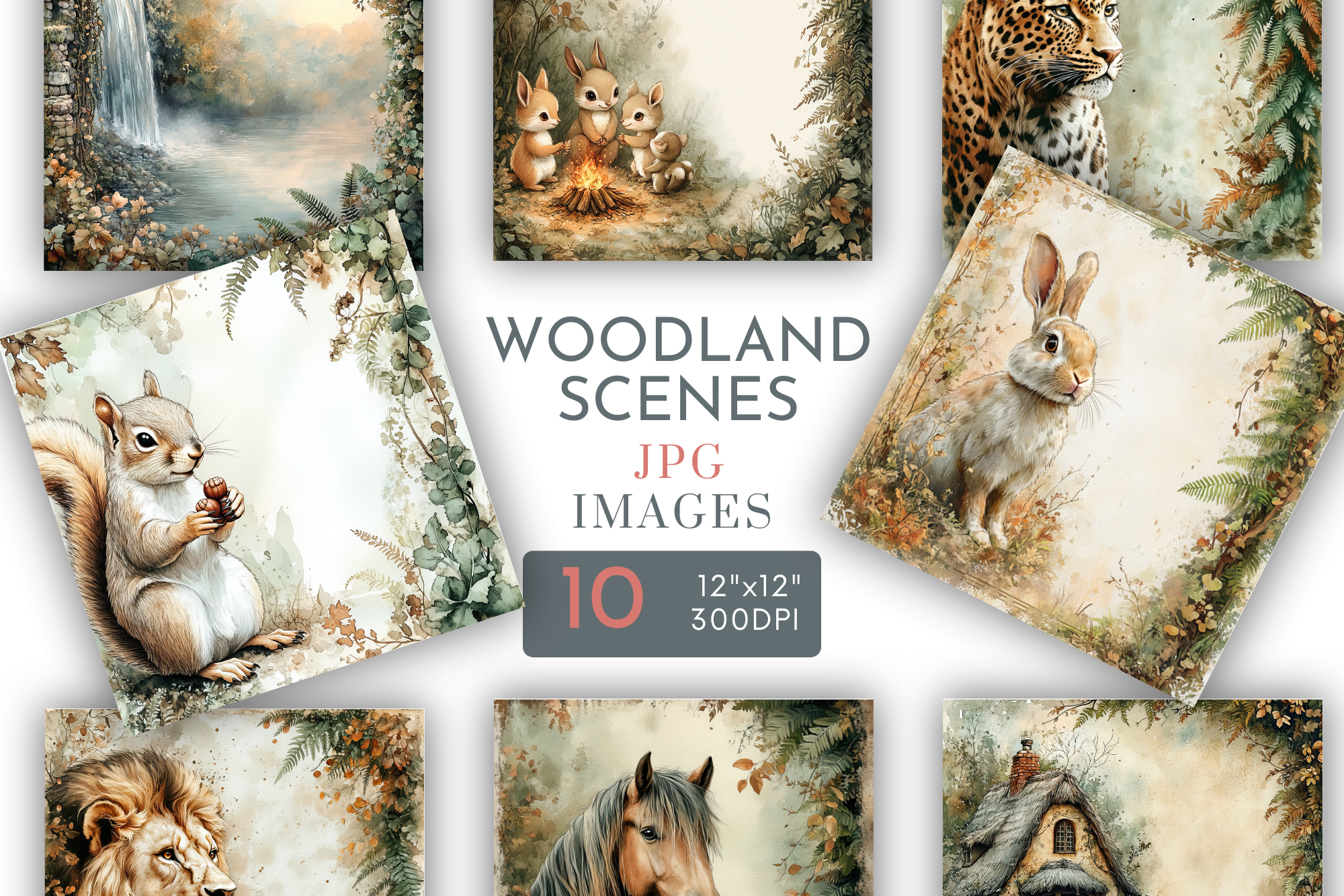 Woodland Animals Digital Square Paper Graphic by Watercolour Lilley ...
