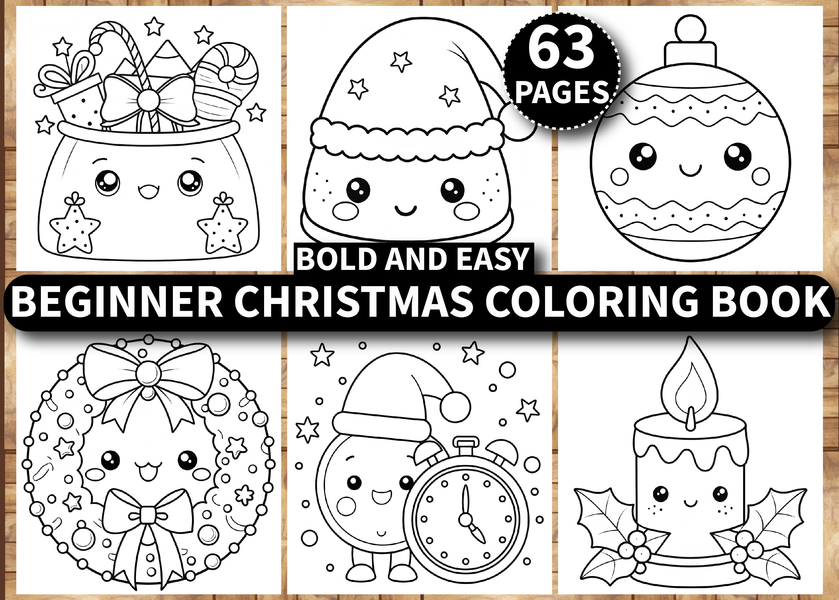 63 Beginner Christmas Coloring Pages KDP