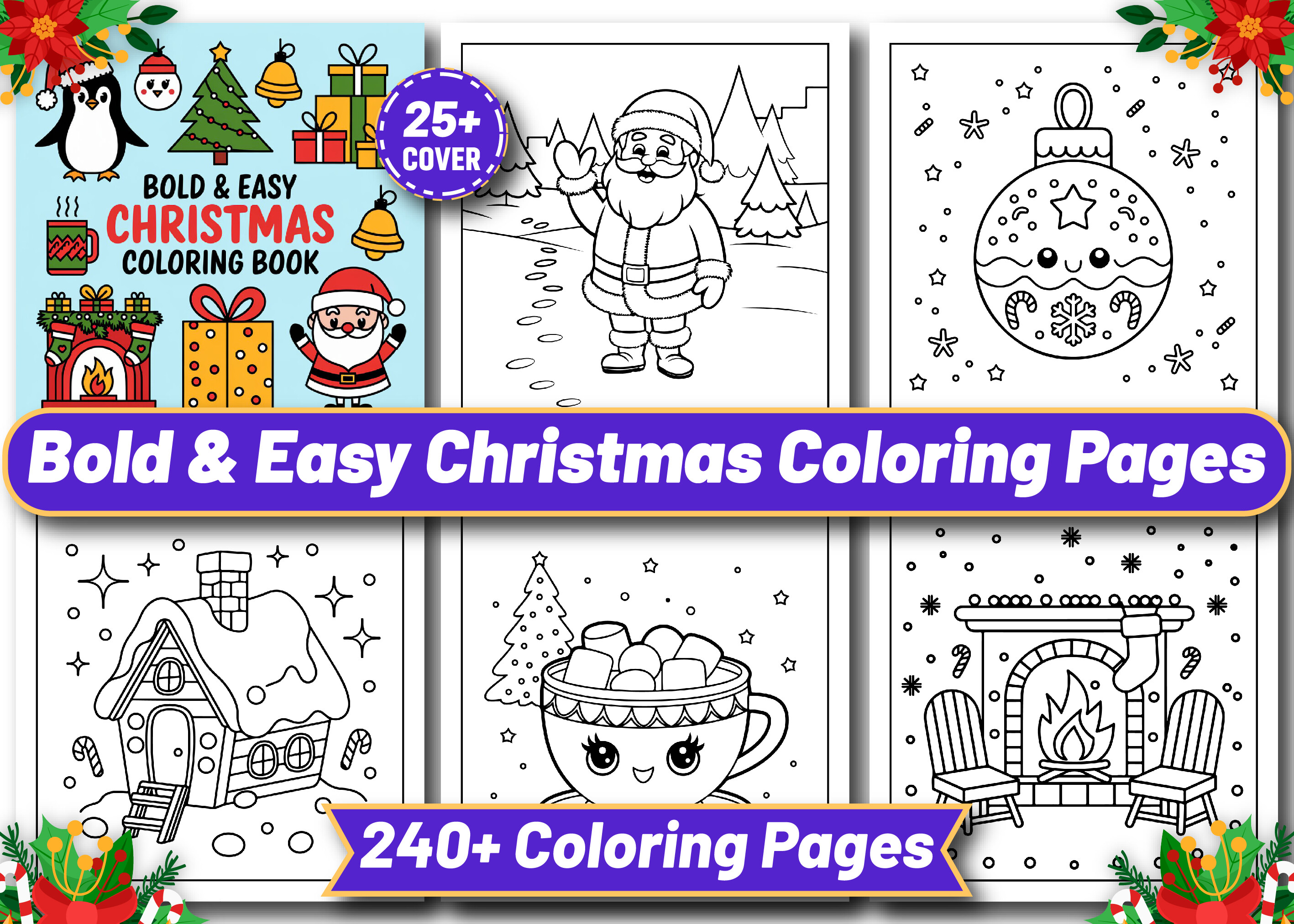 Bold and Easy Christmas Coloring Pages Graphic by ArT DeSiGn · Creative ...