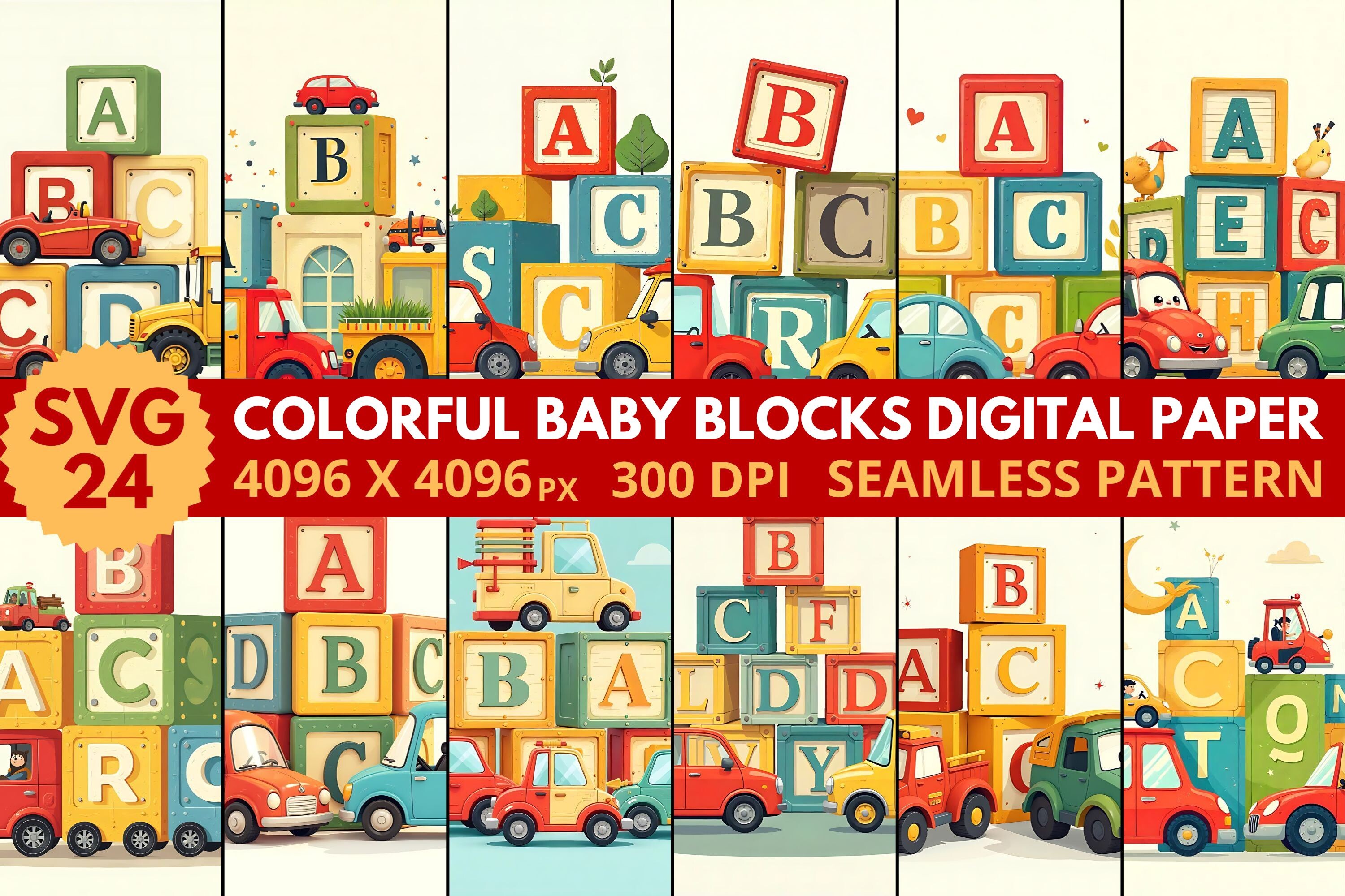 Colorful Baby Blocks Digital Paper Graphic by SVG24 · Creative Fabrica