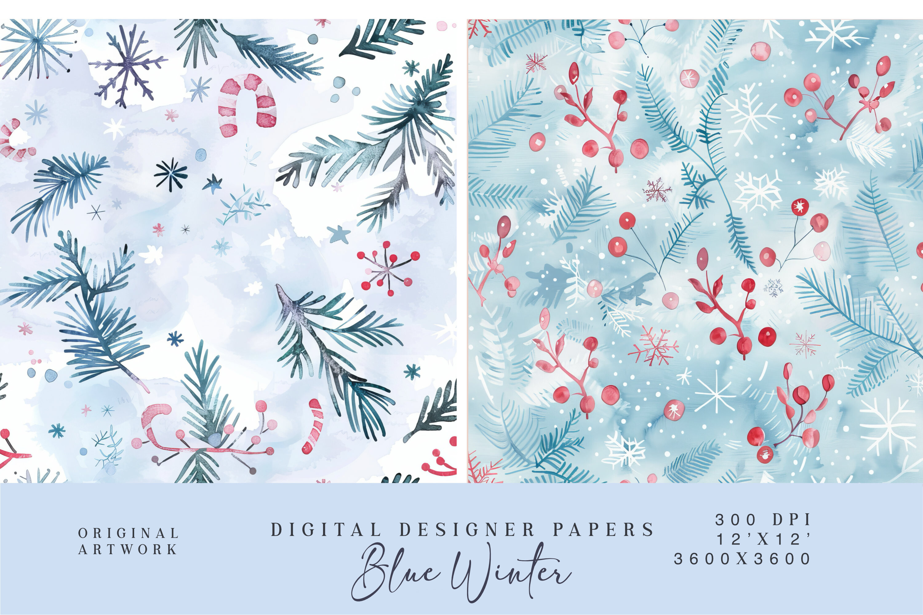 Watercolor Christmas Pattern Set - photo 3