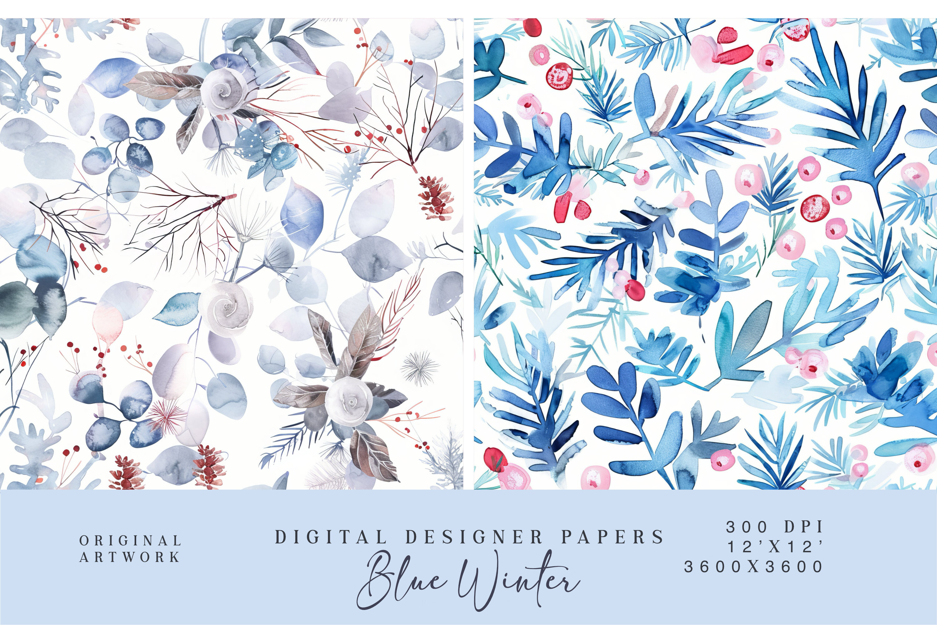Watercolor Christmas Pattern Set - photo 4