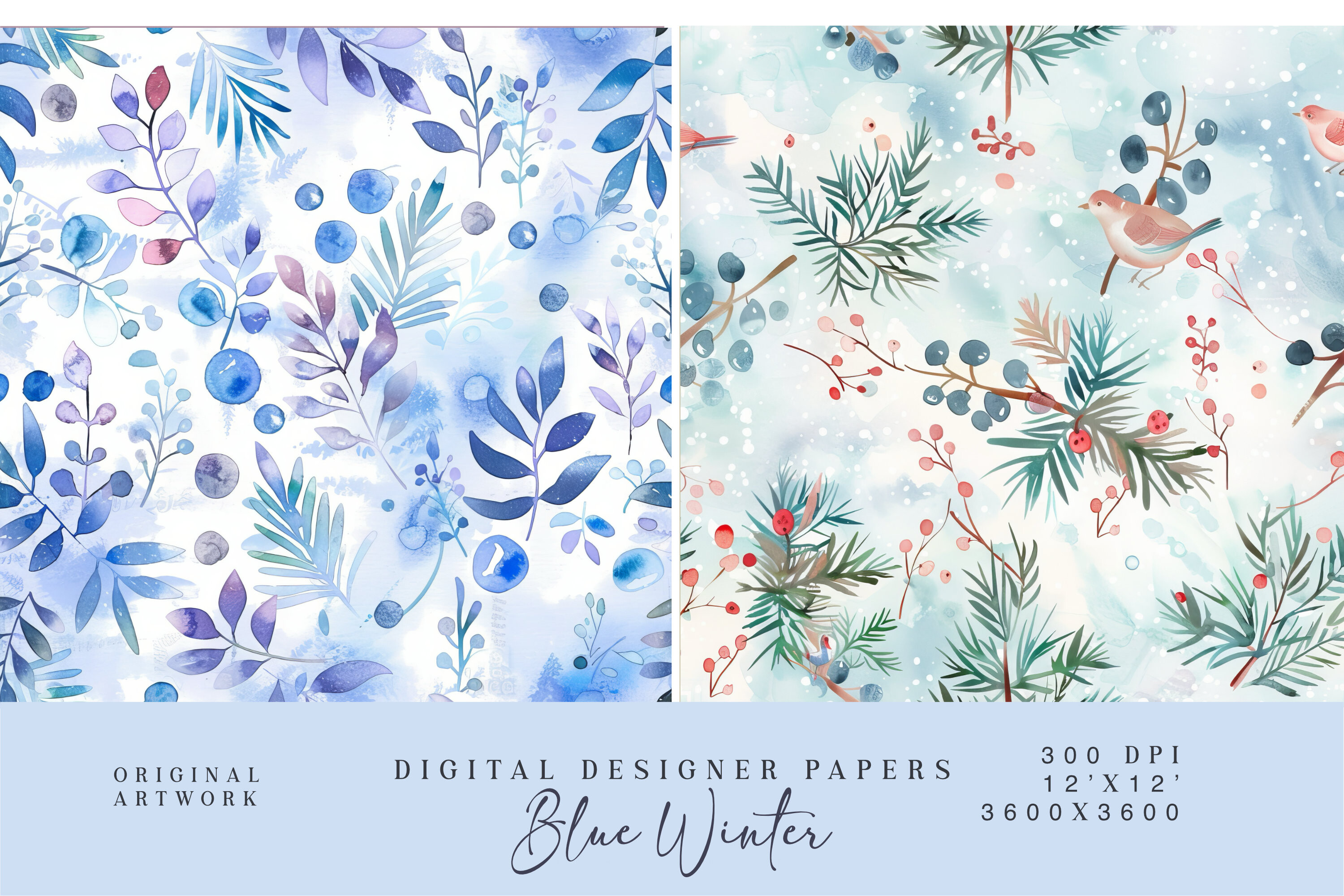 Watercolor Christmas Pattern Set - photo 5