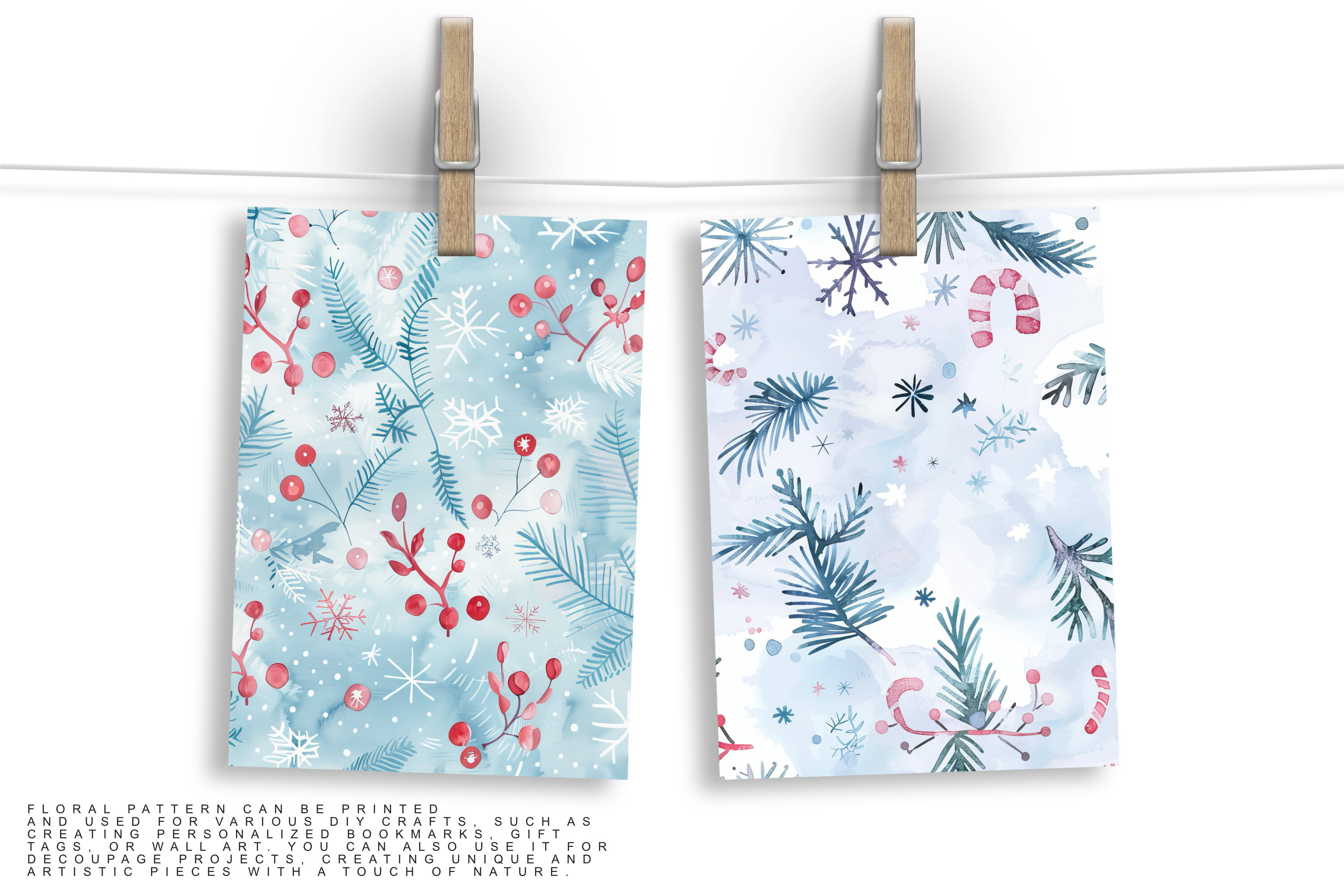 Watercolor Christmas Pattern Set - photo 6