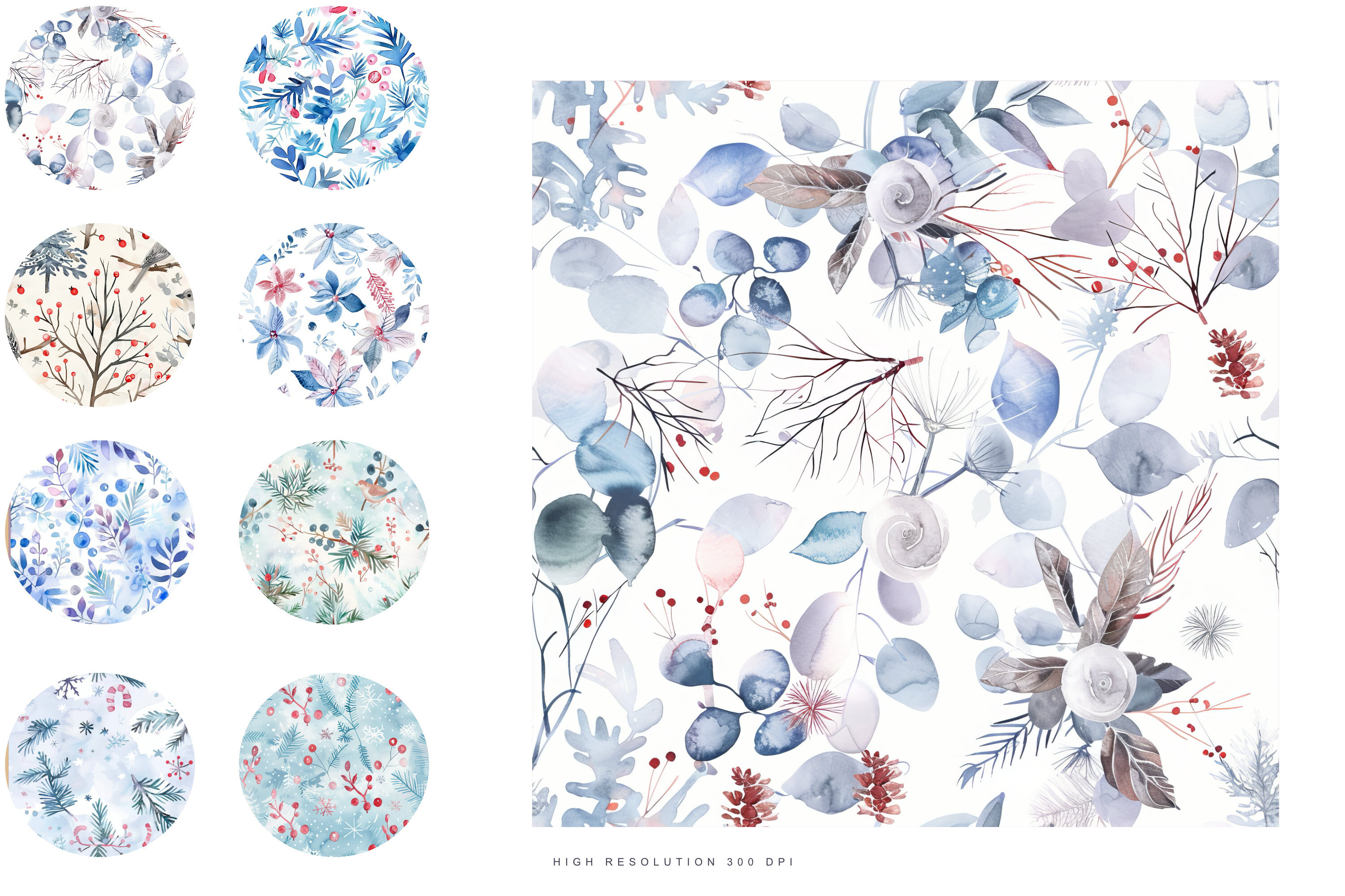 Watercolor Christmas Pattern Set - photo 7