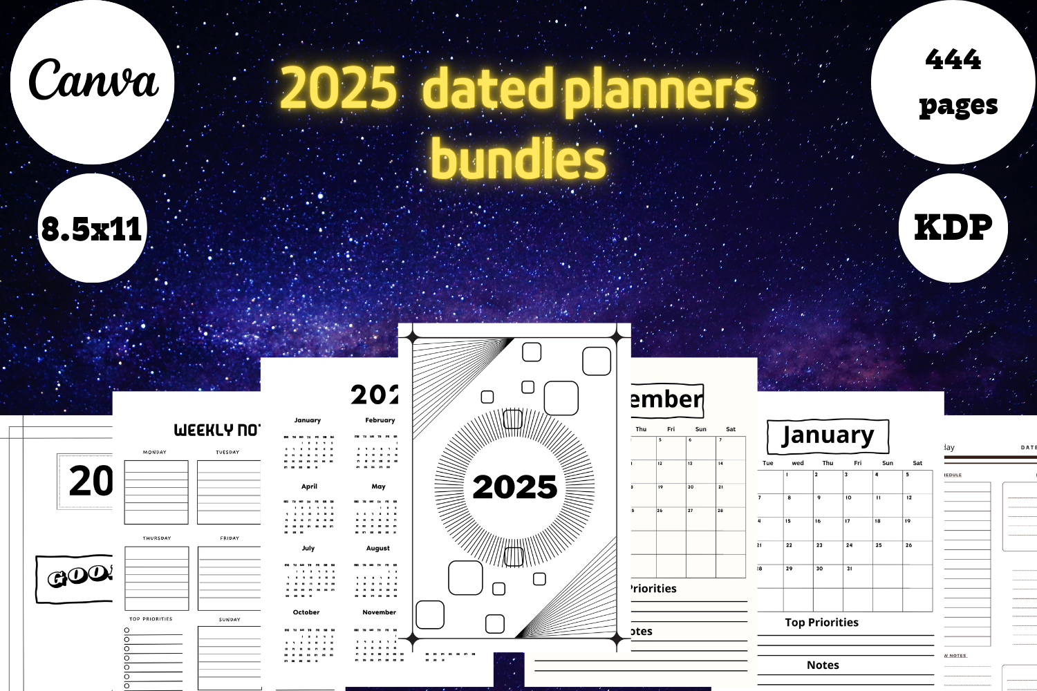 Dated Graphics 2025 Dated Daily Agenda,dated Planners Graphic by M S for Digital ...