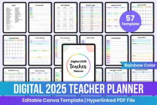 2025 Digital Teacher Planner (Rainbow) Graphic by Mustafiz · Creative ...